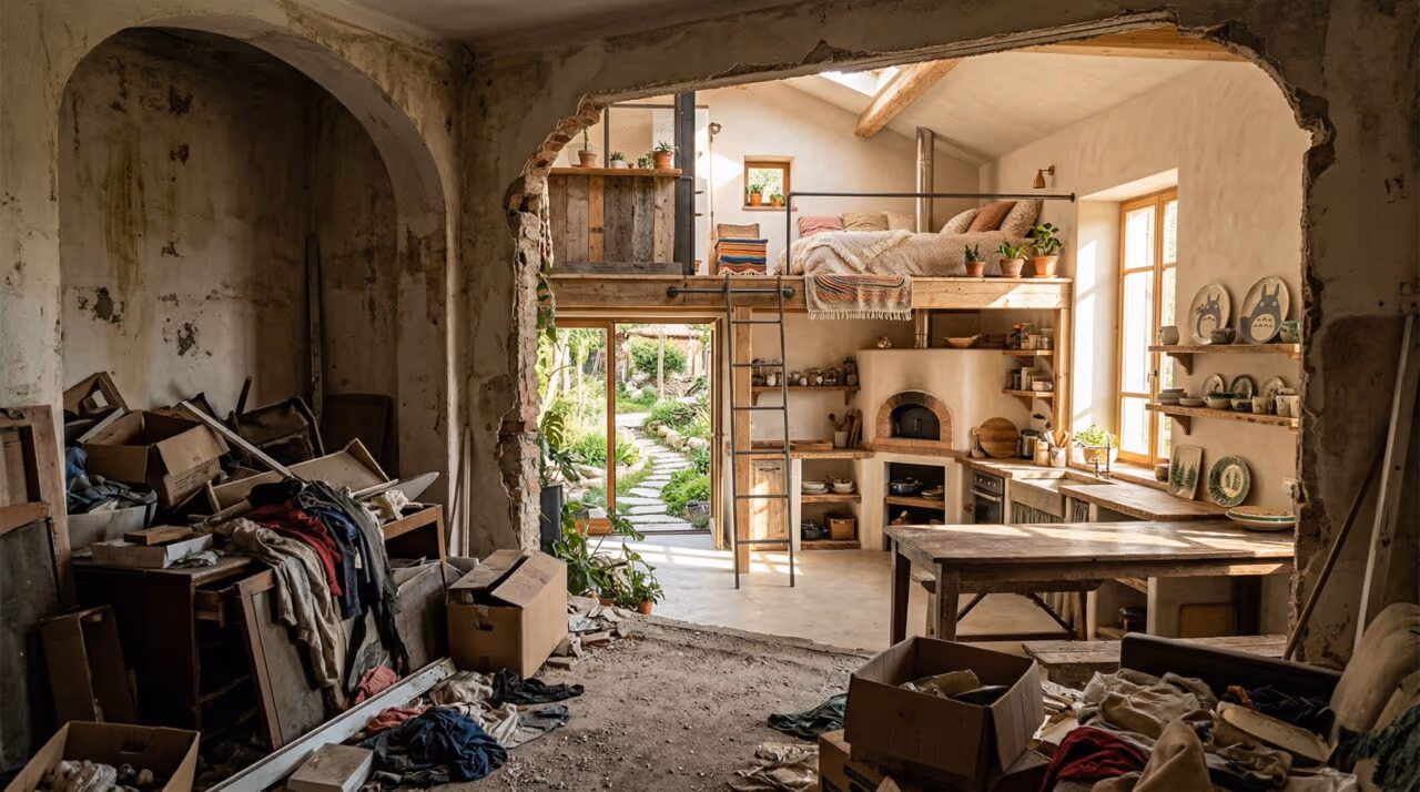 O que parecia uma casa sem solução vira um lar acolhedor com jardim, espaço amplo e cozinha temática
