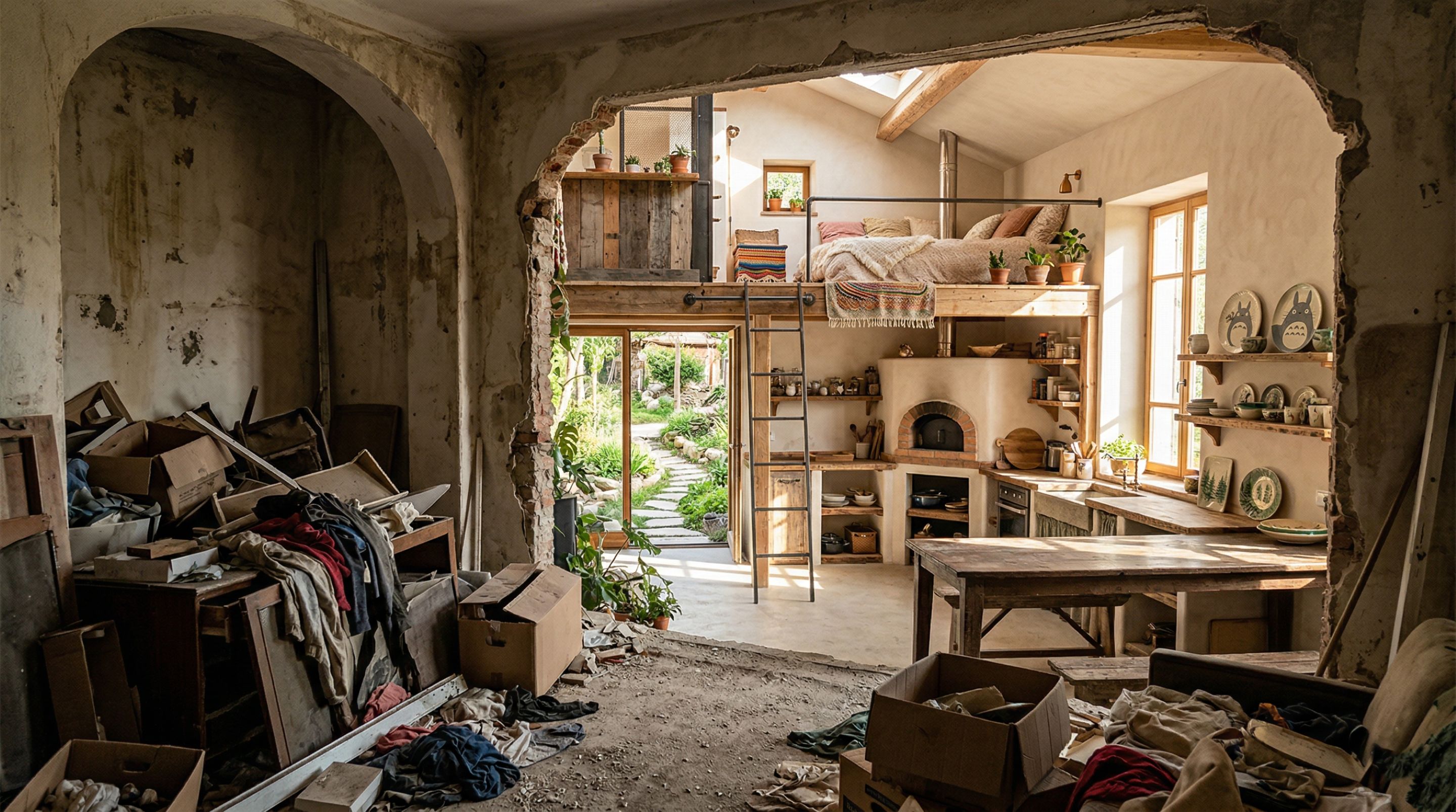 O que parecia uma casa sem solução vira um lar acolhedor com jardim, espaço amplo e cozinha temática