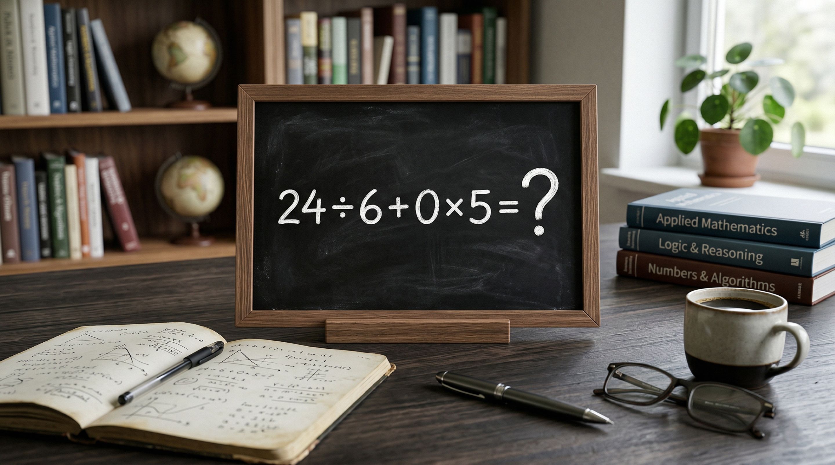 Quanto é 24 ÷ 6 + 0 × 5? Uma conta com zero que confunde até adultos