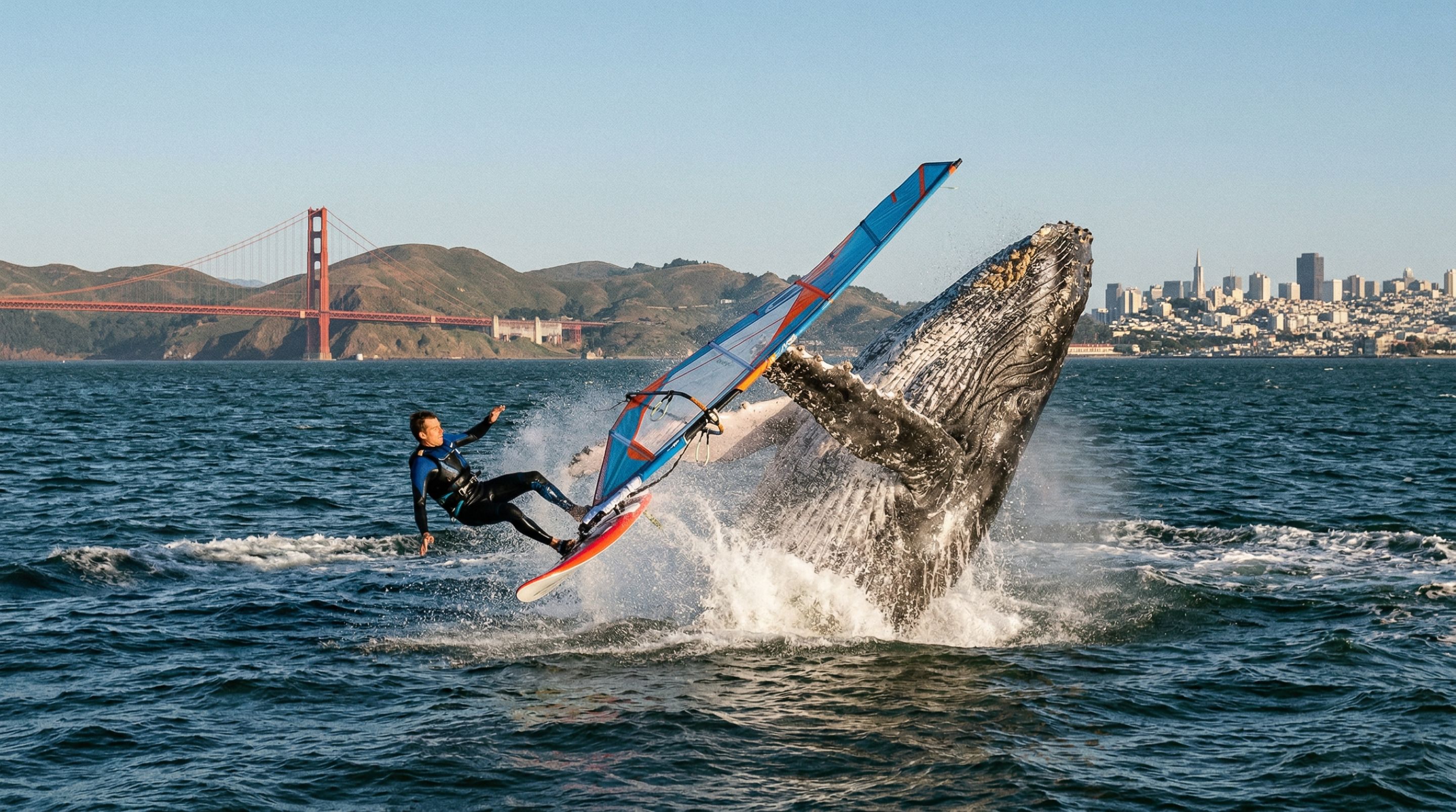 Surfista colide com baleia em São Francisco e é arremessado para longe