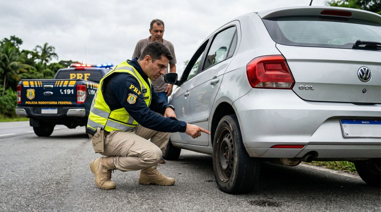 O que acontece na blitz com motoristas que rodam com os pneus dessa forma?