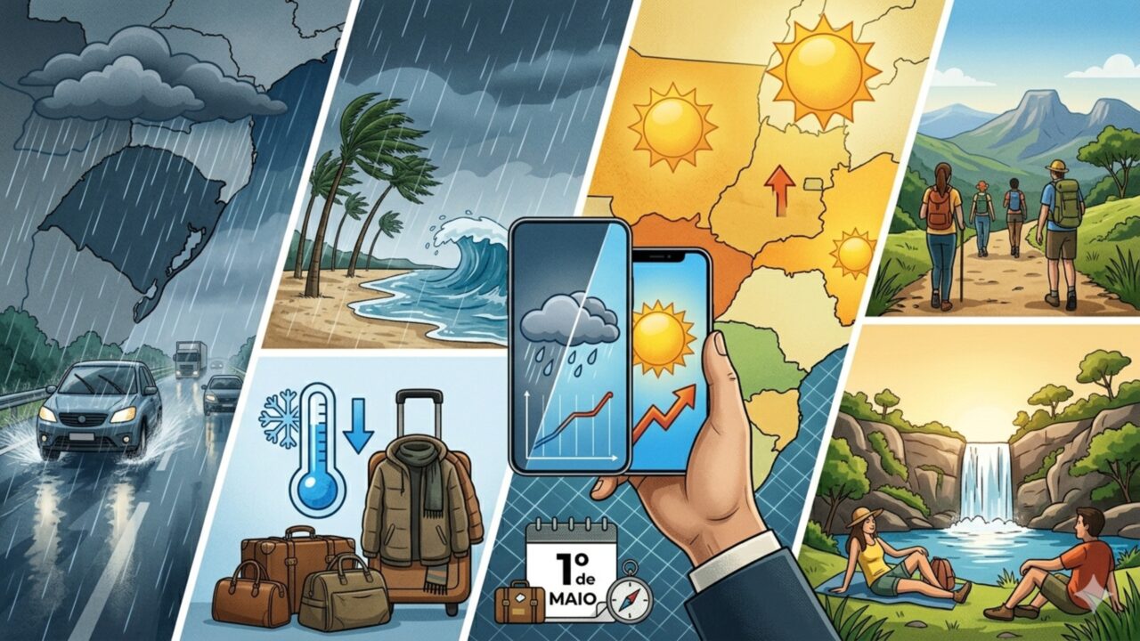 Feriadão de 1º de maio vai ter chuva forte temperatura em despencando; Confira a previsão para todos o país