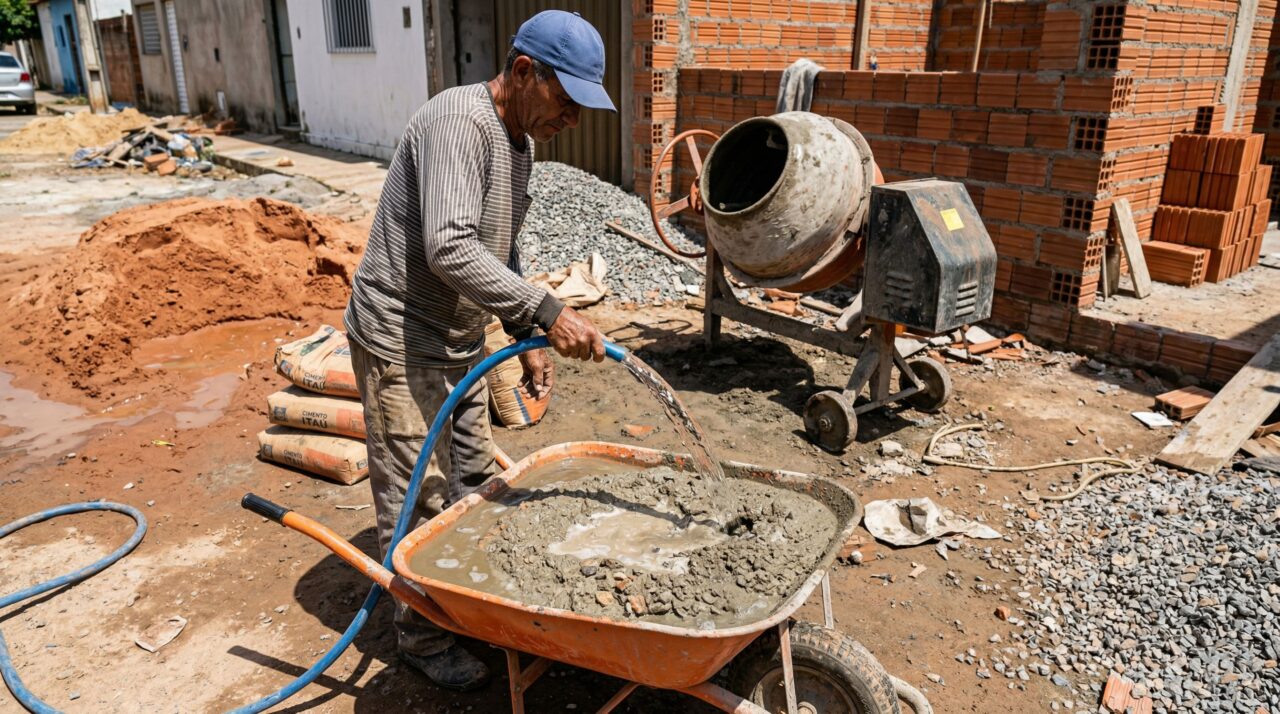 Pedreiro experiente ensina técnica para massa de assentar tijolo ficar perfeita
