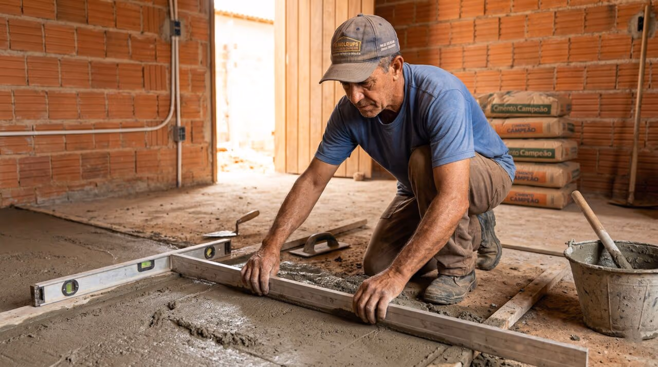 Pedreiro experiente ensina como fazer contrapiso nivelado sem complicação