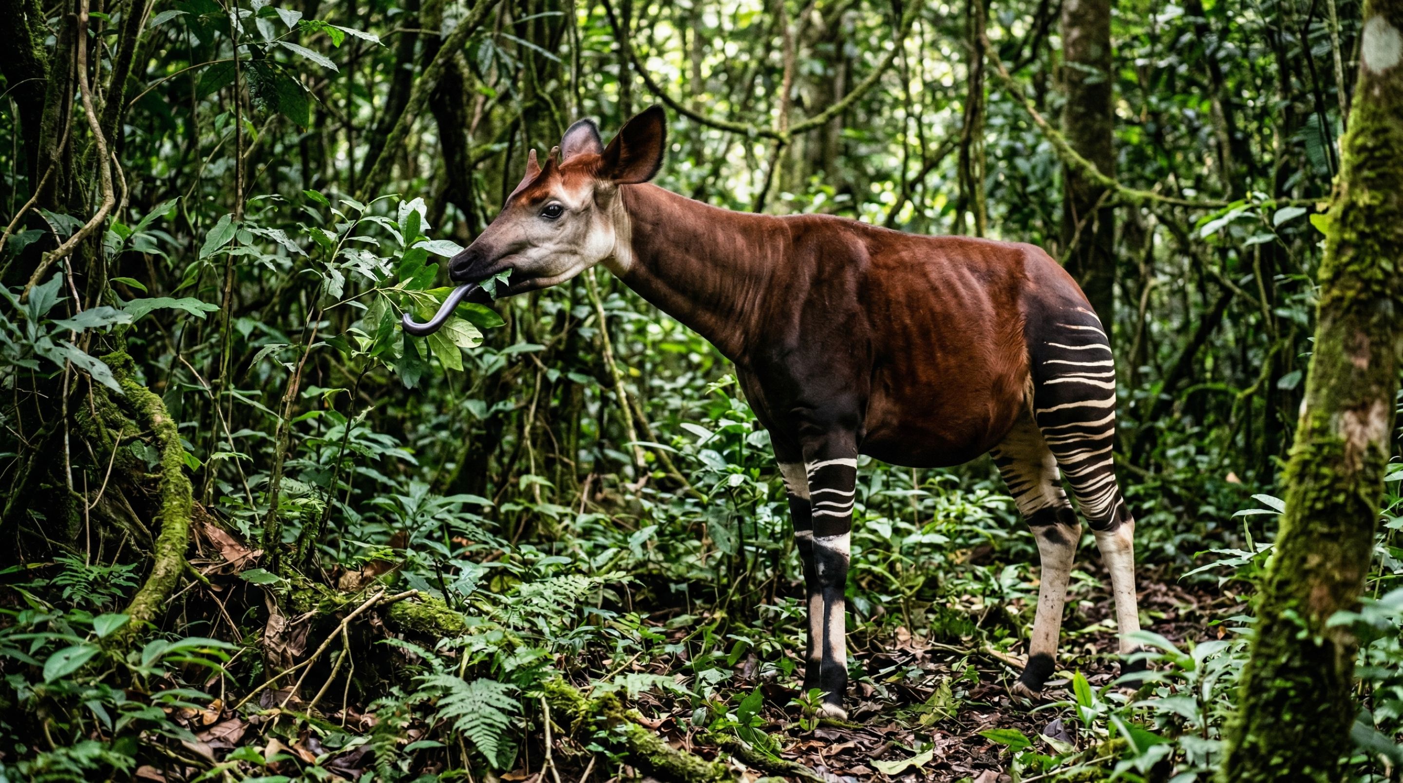 Okapi, o bicho impossível com cabeça de girafa, listra de zebra e corpo de cavalo