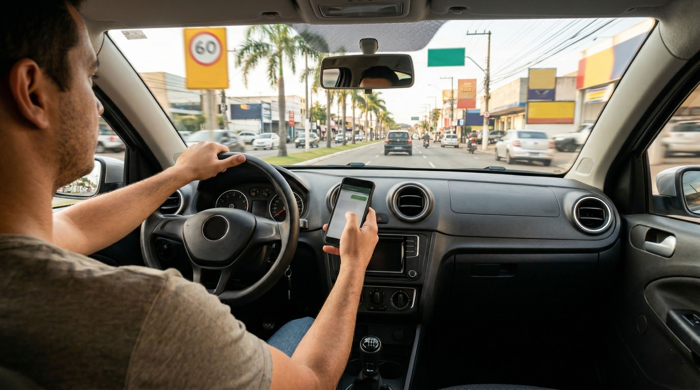 Motoristas que dirigem com apenas uma das mãos no volante precisam conhecer o art. 252 do CTB