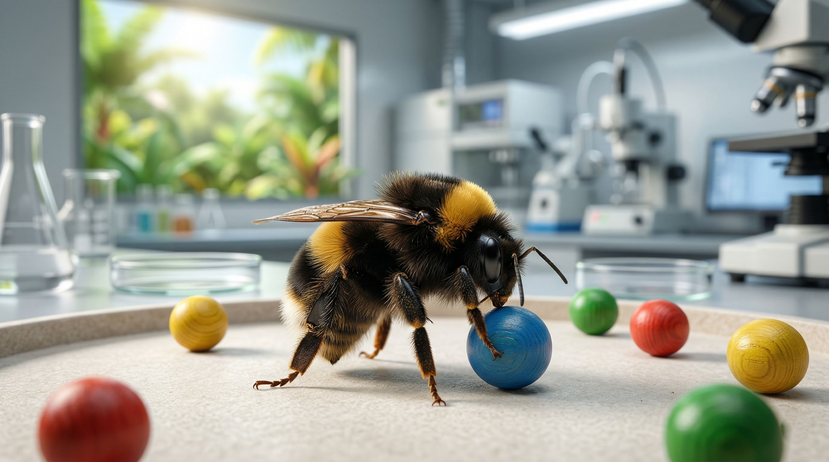 Abelhas-bombus surpreendem cientistas ao brincar com bolas sem treino e sem recompensa