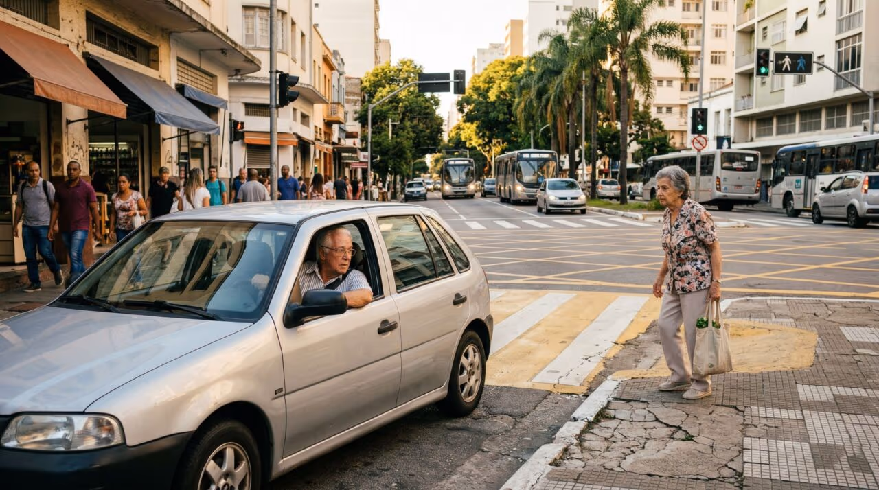 Idosos no trânsito: o que a lei permite, quando a direção preocupa e por que andar a pé também exige cuidado