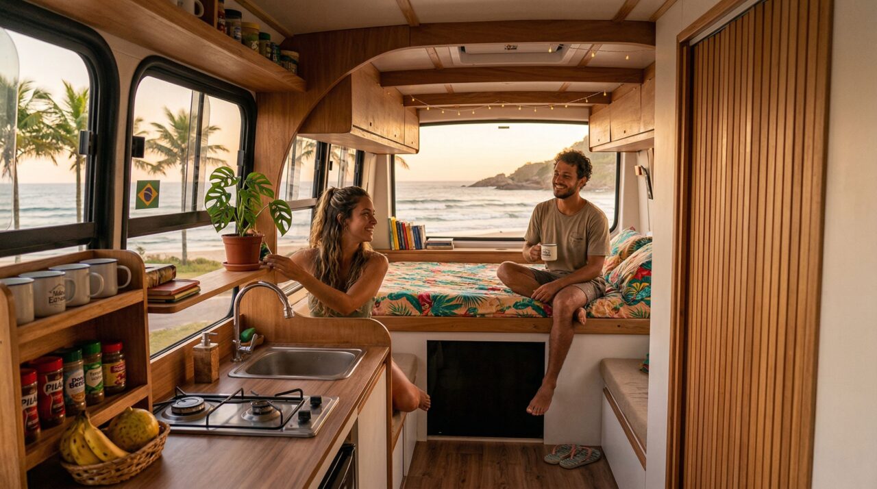 Casal constrói motorhome em 2 horas e leva vida na estrada a sério