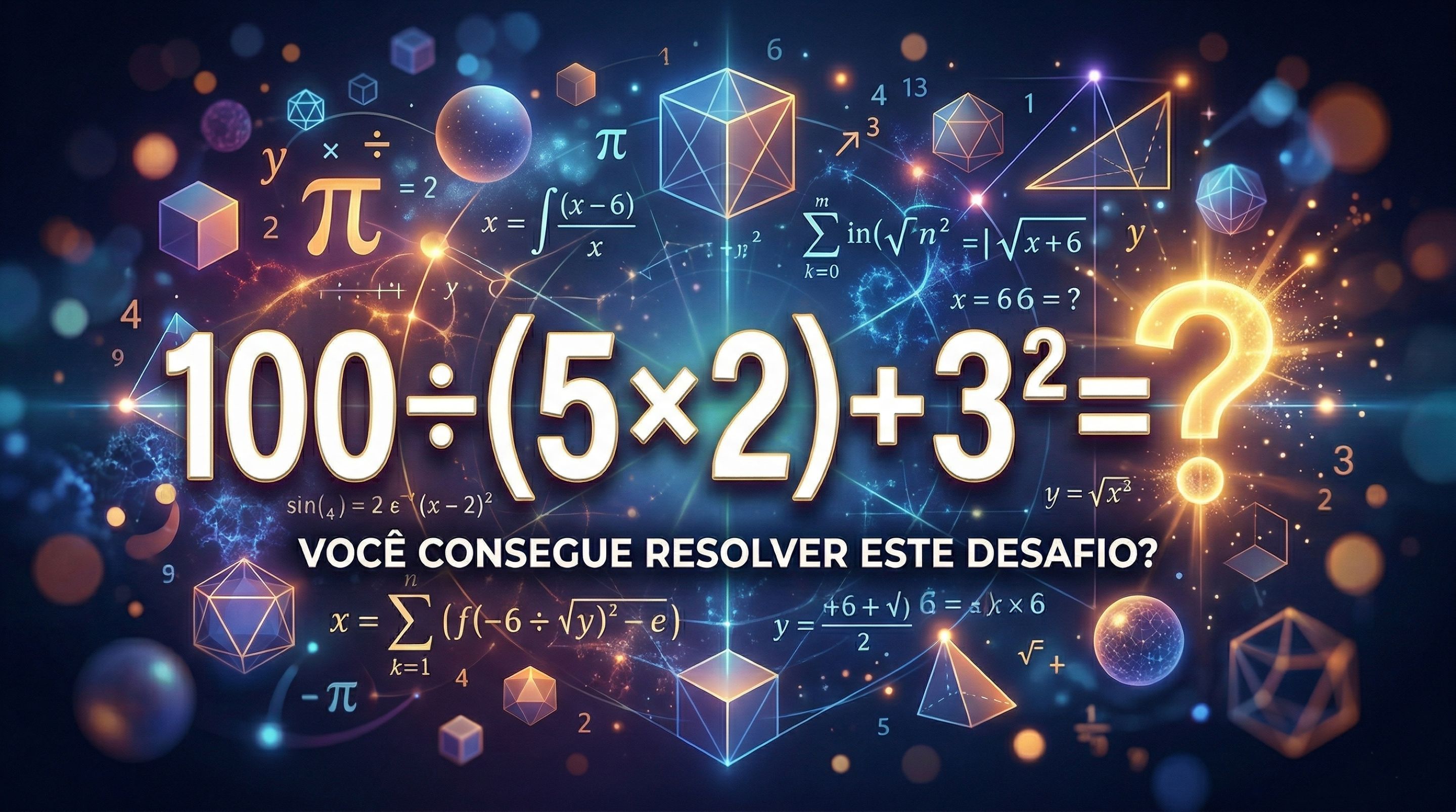 Menos de 5% da população não consegue resolver 100 ÷ (5 × 2) + (3²) em menos de 32 segundos