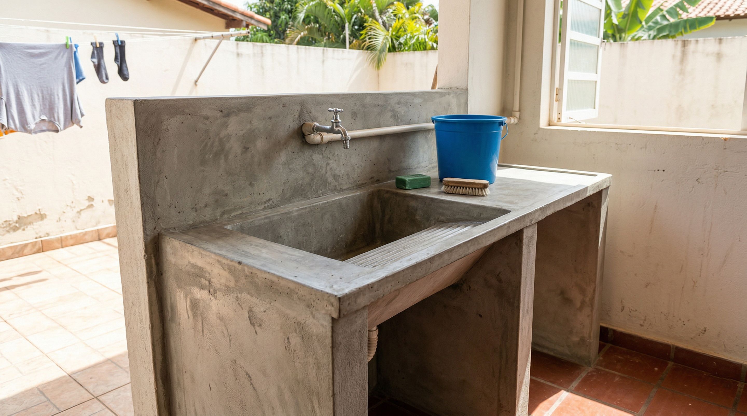 Lavanderia de cimento em casa: o jeito simples de criar uma estrutura resistente e prática que dura muitos anos
