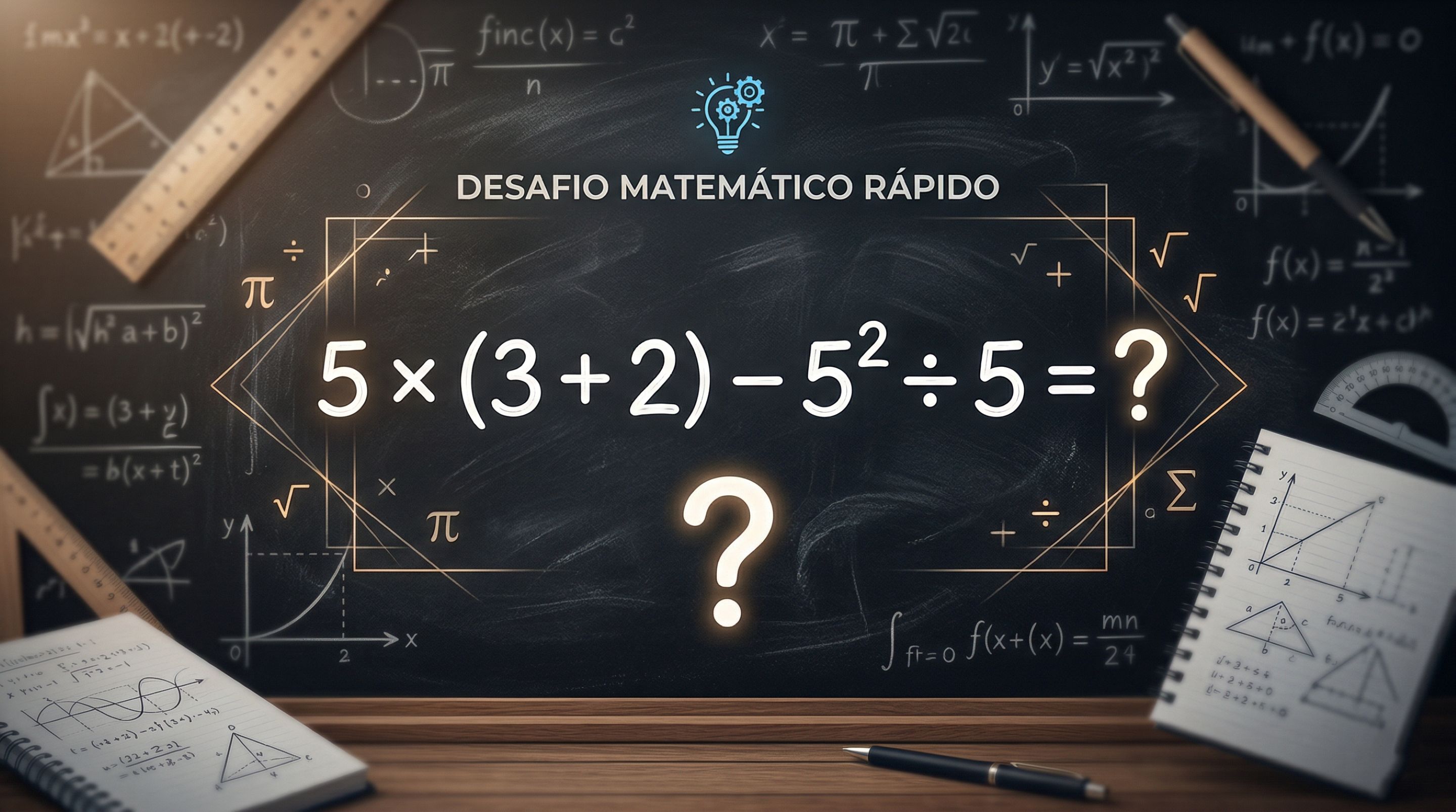 Nem conta difícil nem pegadinha: o erro comum ao resolver 5 × (3 + 2) – 5² ÷ 5 que leva a respostas erradas