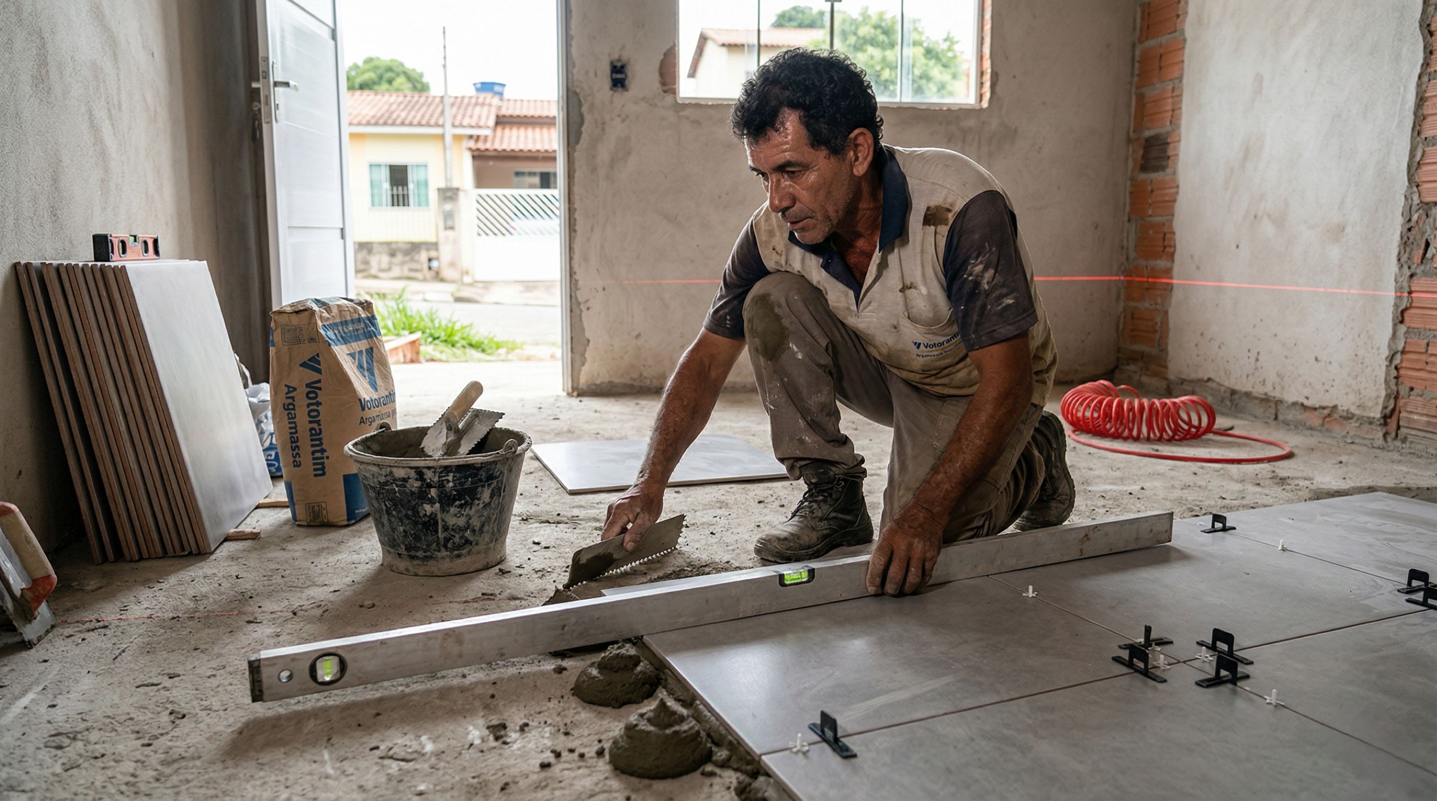 Pedreiro revela truque simples para nivelar piso sem erro e mais rápido