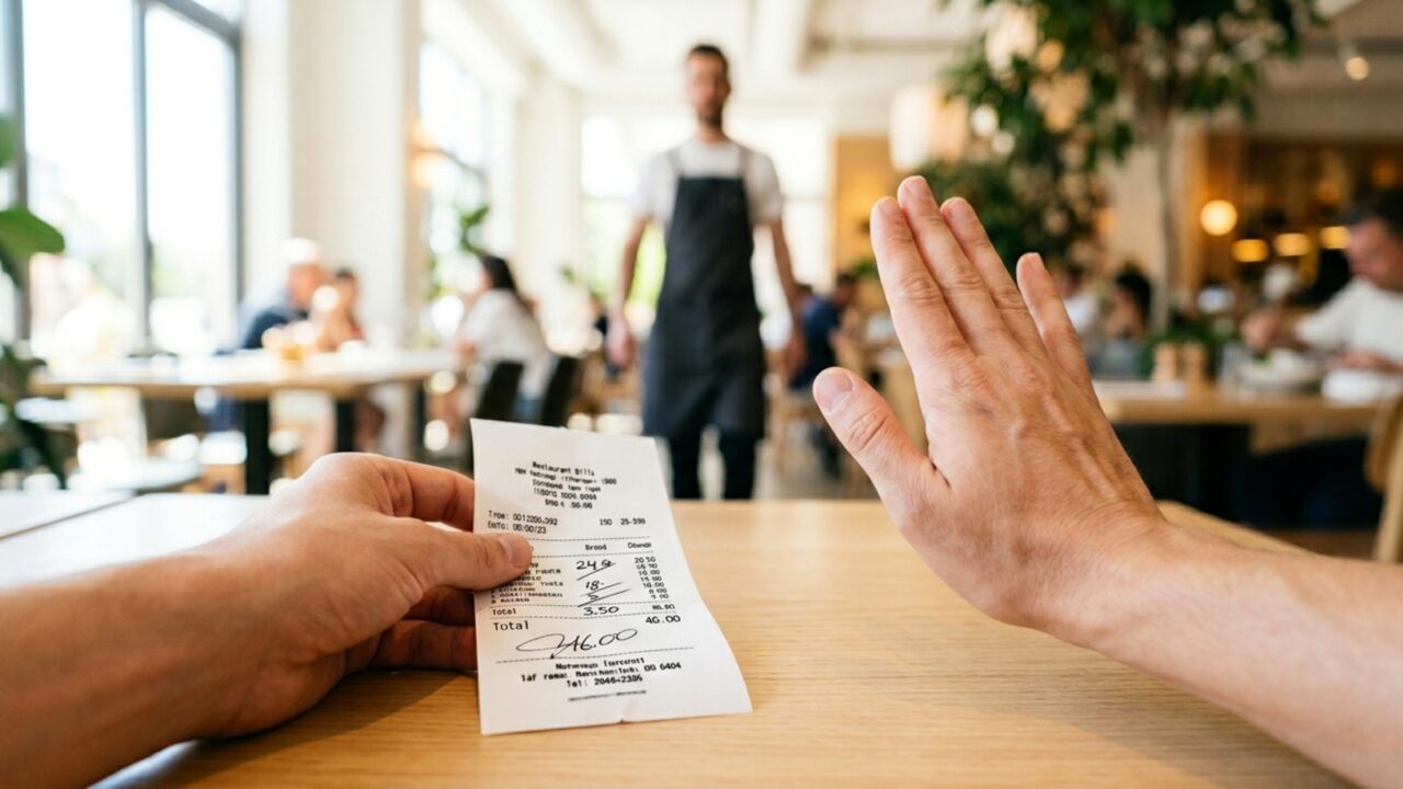 O aviso que você deve dar ao garçom antes de pedir a conta para não pagar taxas indevidas no restaurante
