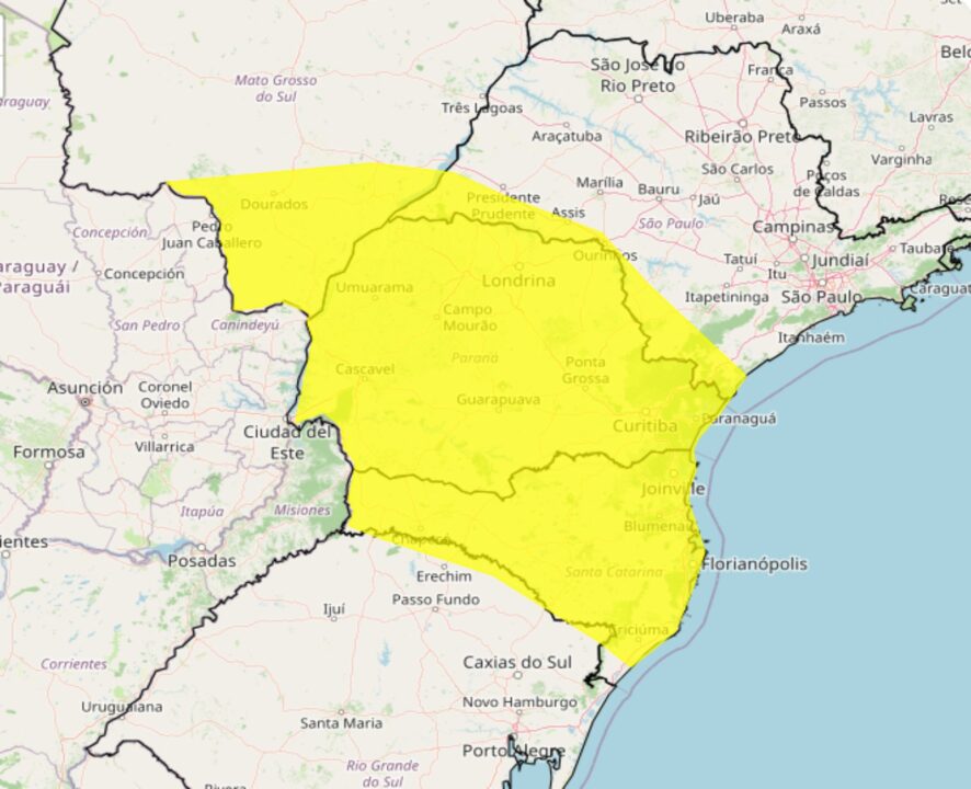 Inmet emite alerta de tempestade para as regiões Sul e Sudeste nesta 4°feira, 29