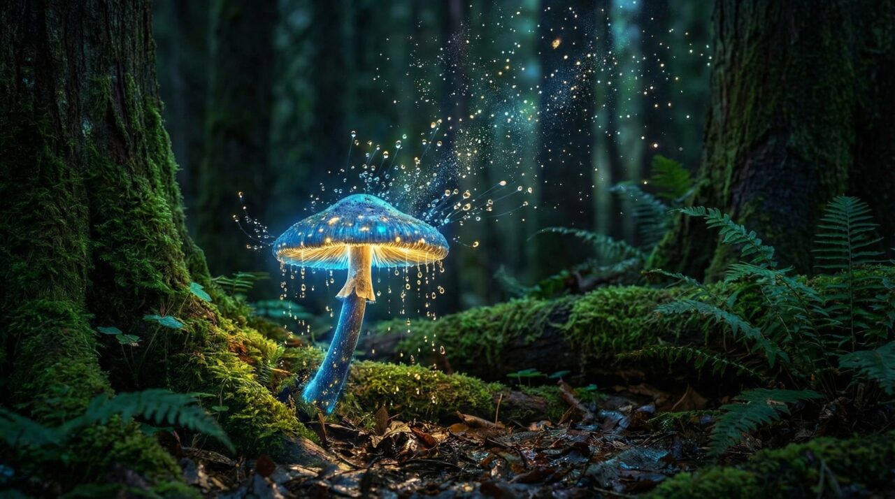 Isso não é chuva fresca nem orvalho! Este cogumelo poliporoso da faixa vermelha do norte está espremendo líquido raro