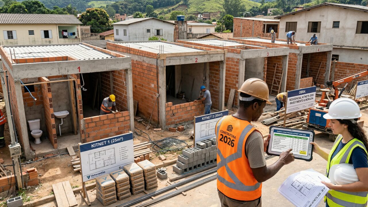 Quanto custa construir uma kitnet em 2026? O valor muda muito com banheiro e acabamento