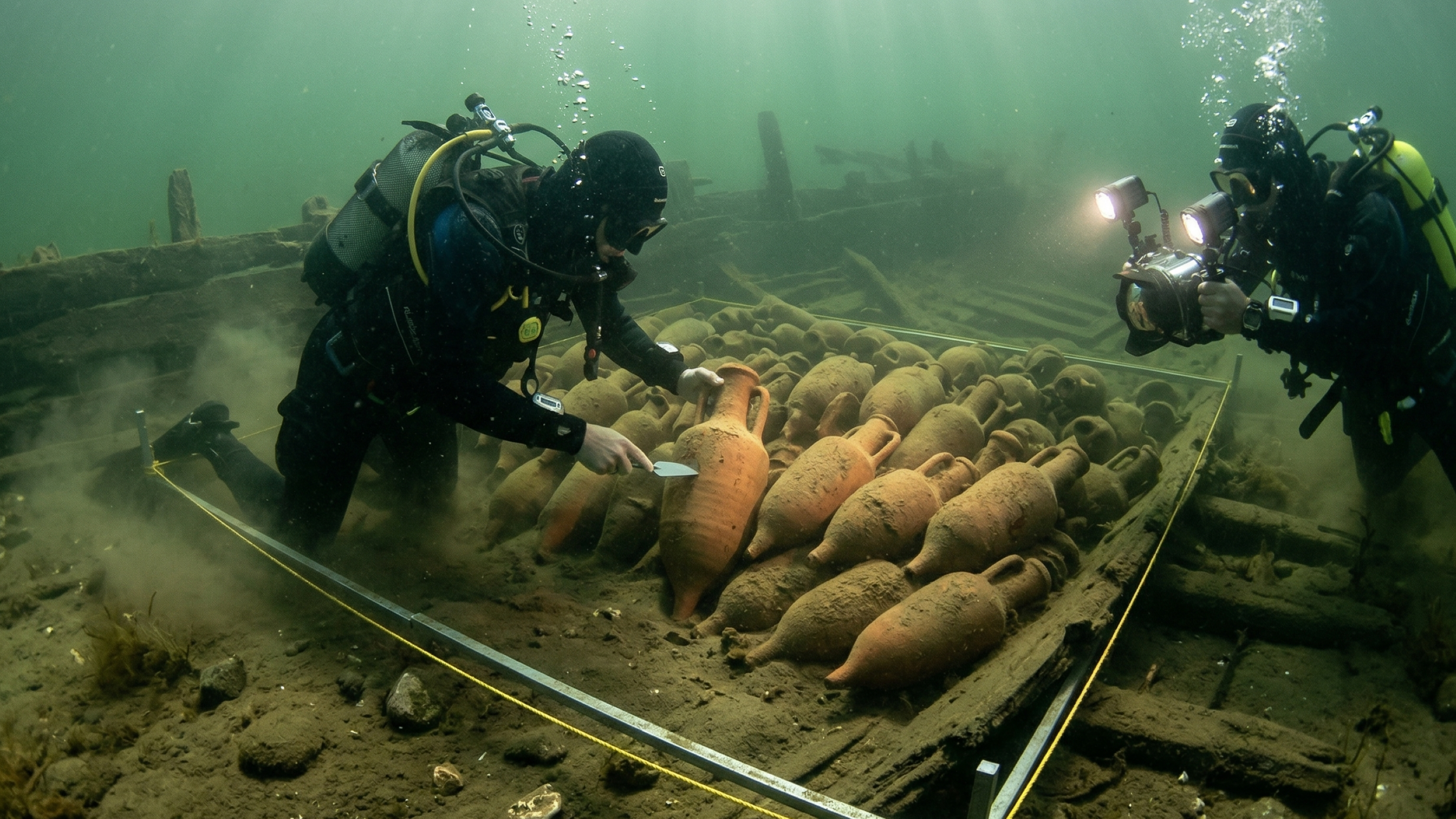 Carga de navio romano encontrada em lago revela rota comercial antiga e surpreende arqueólogos
