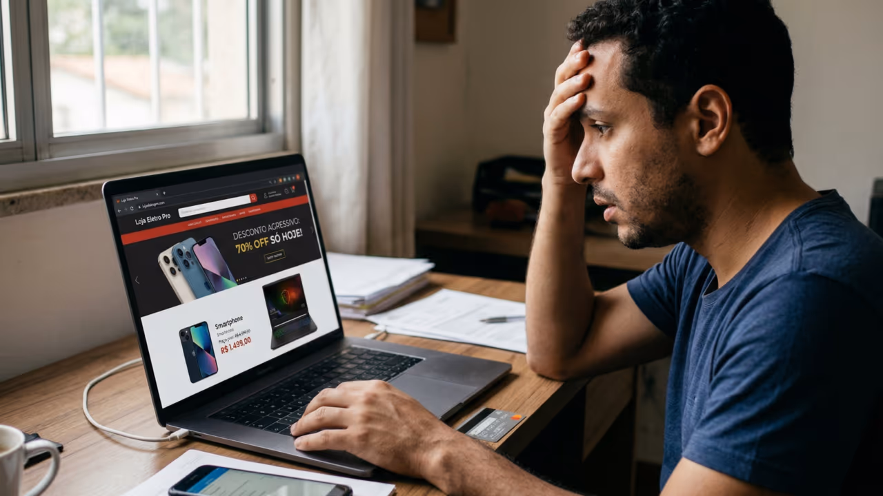 O golpe da loja falsa ficou mais sofisticado e agora o site perfeito virou parte da armadilha online