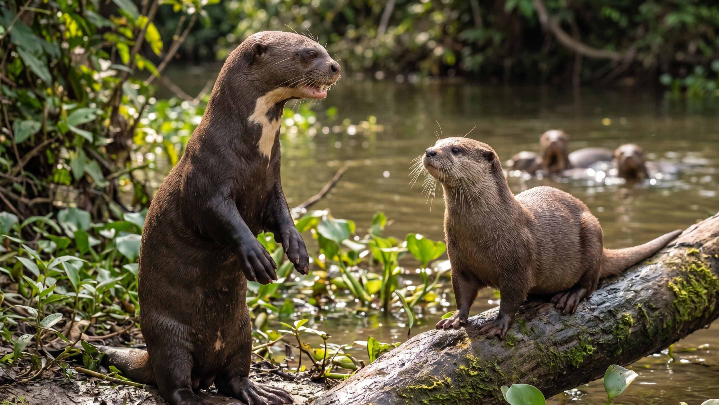 Lontra e ariranha parecem iguais à distância, mas as diferenças entre elas são muito maiores do que parece