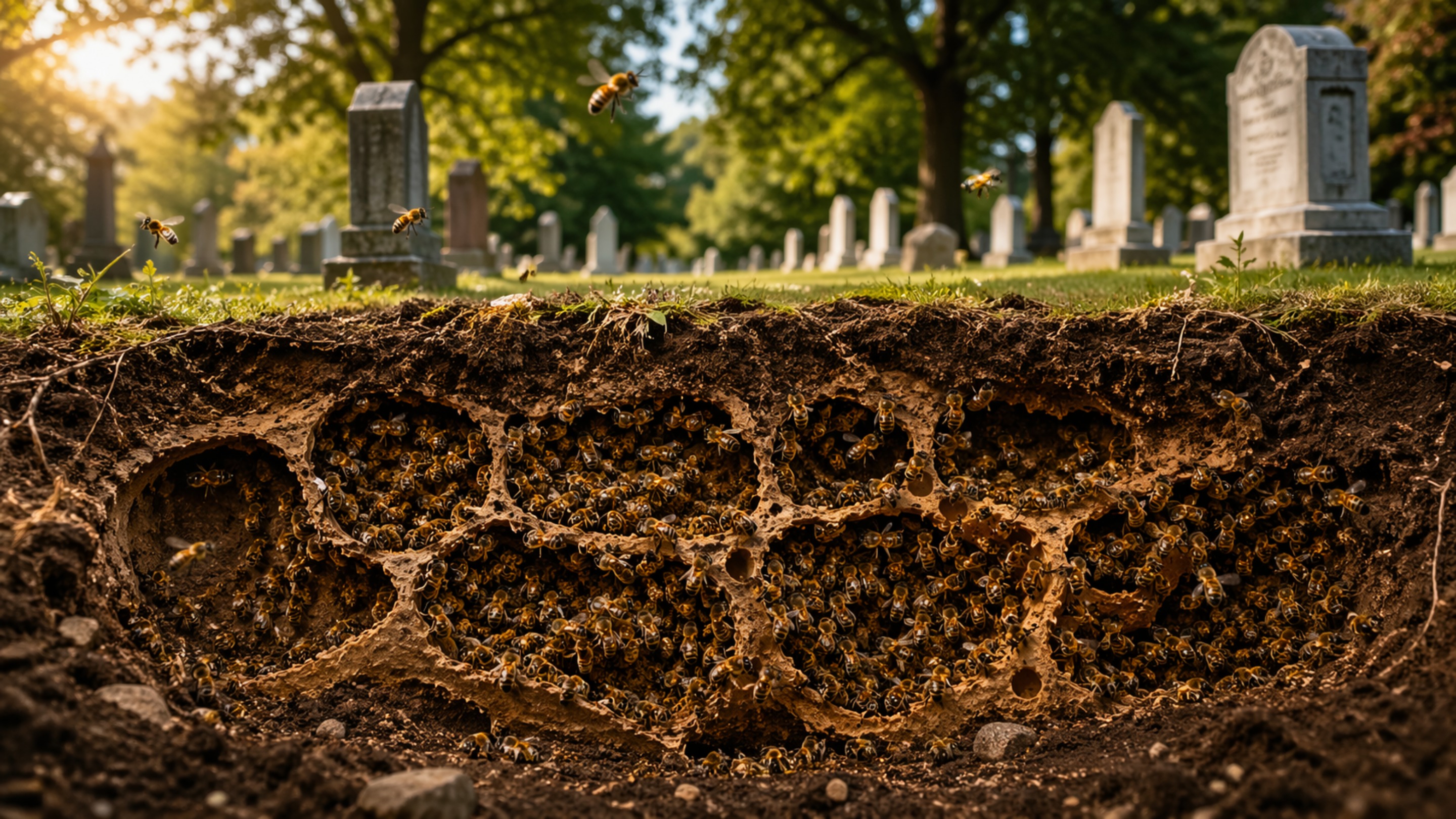 Mais de 5 milhões de abelhas foram encontradas debaixo de um cemitério