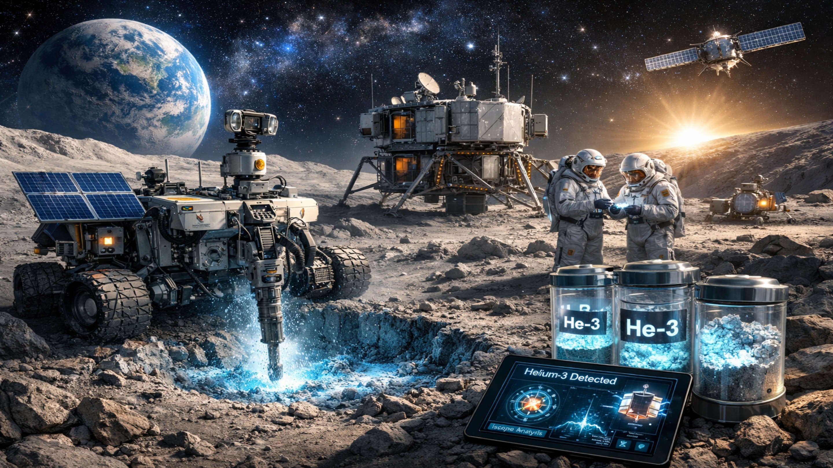 Missão lunar revela que componente hélio-3 é abundante na lua e raro na terra