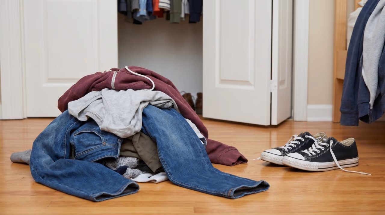 O que a diz a psicologia sobre quem deixa a calça no chão quando troca a roupa?