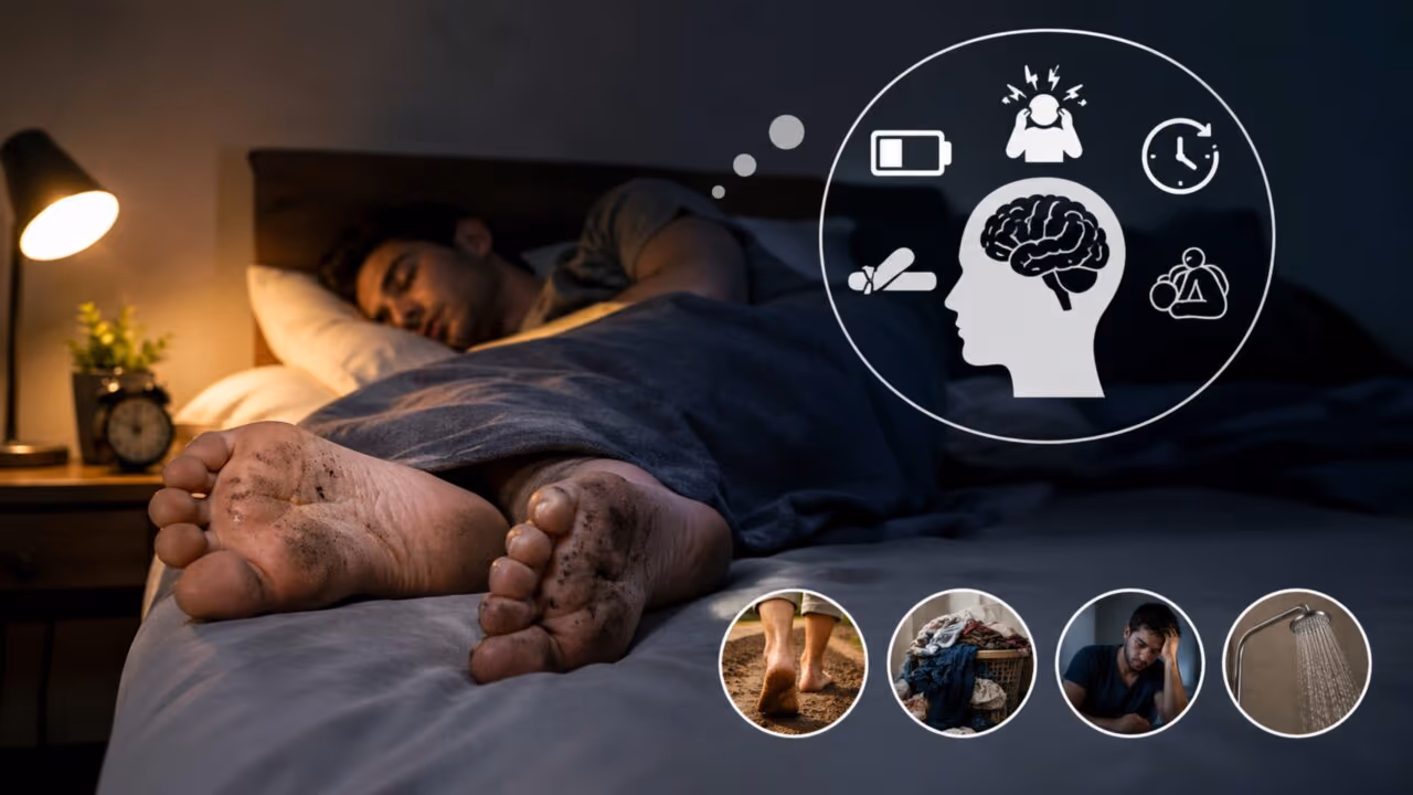O que significa quando uma pessoa vai dormir com os pés sujos?