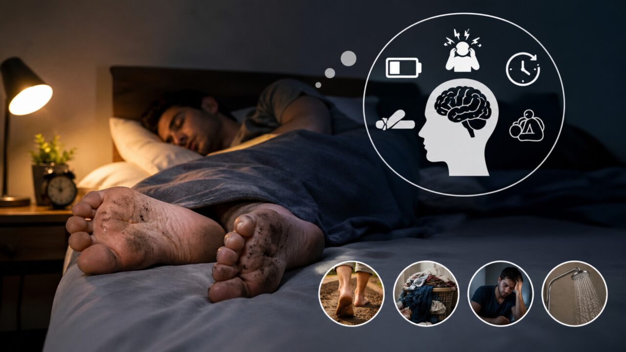 O que significa quando uma pessoa vai dormir com os pés sujos?