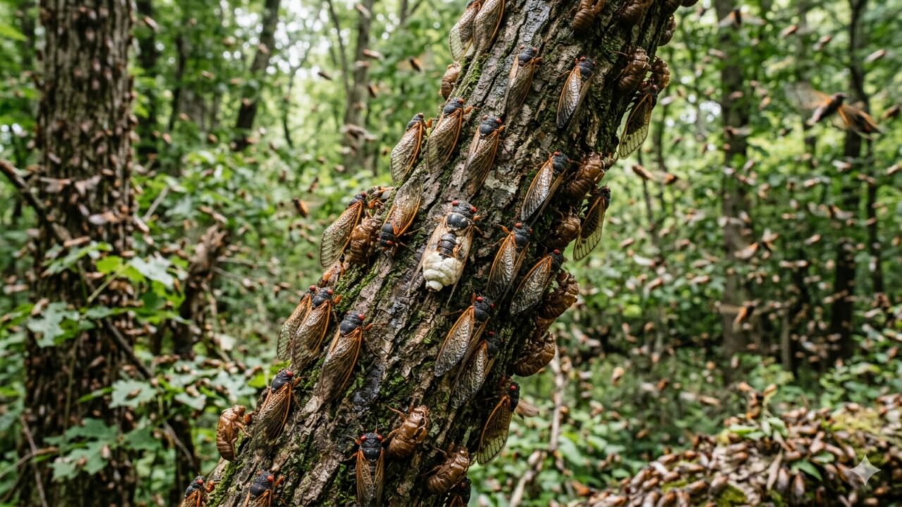 O raro fenômeno que trará trilhões de cigarras ao mesmo tempo à superfície e o fungo bizarro que as transforma em zumbis