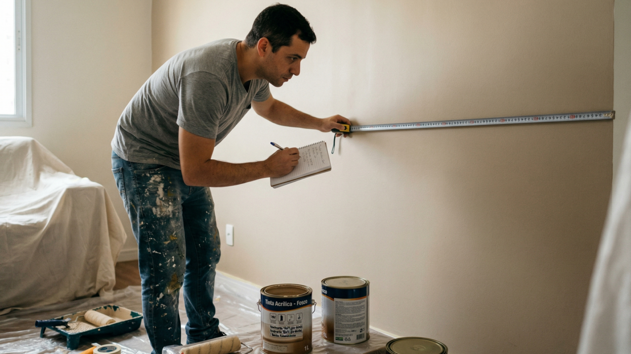 Como calcular a quantidade de tinta necessária para pintar uma parede de 20 m² sem desperdício