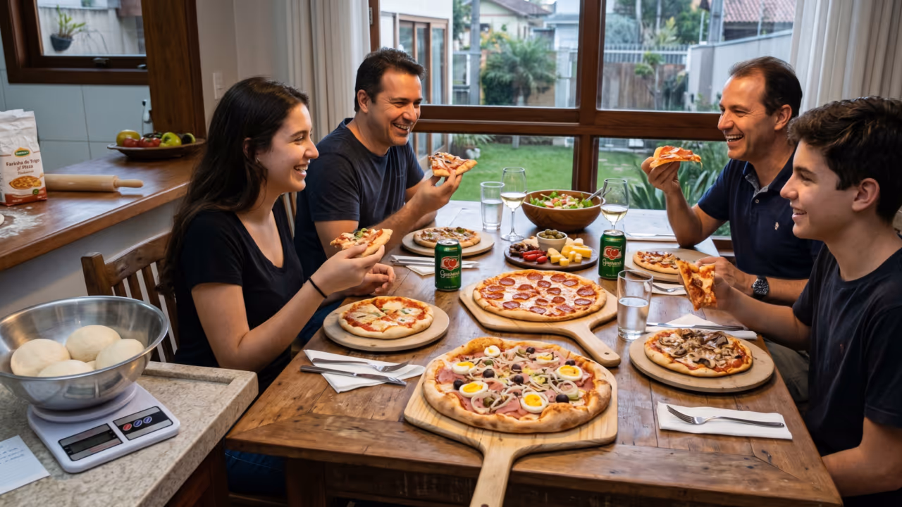 Como calcular a quantidade exata de massa de pizza para 4 pessoas sem sobrar ou faltar