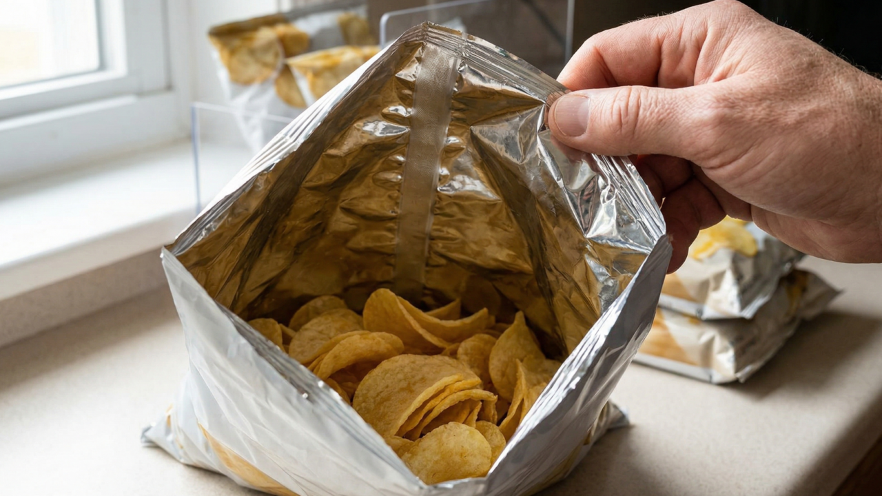 Por que o pacote de salgadinho parece vir meio vazio?