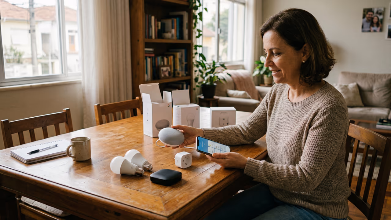 Casa conectada sem exagero: os primeiros itens que realmente fazem sentido para quem está começando