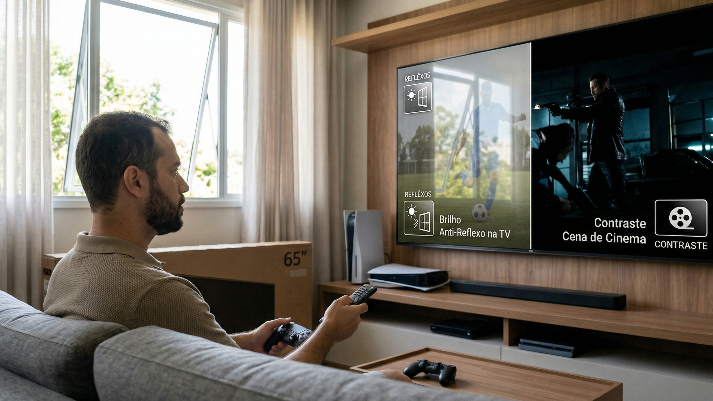 TV nova hoje não se compra só pelo tamanho: o que realmente muda a experiência de assistir e jogar