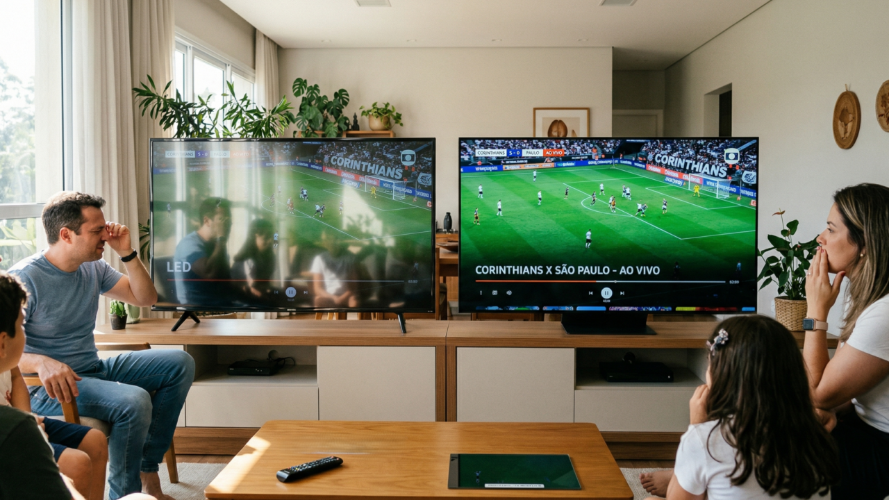 TV nova hoje não se compra só pelo tamanho: o que realmente muda a experiência de assistir e jogar