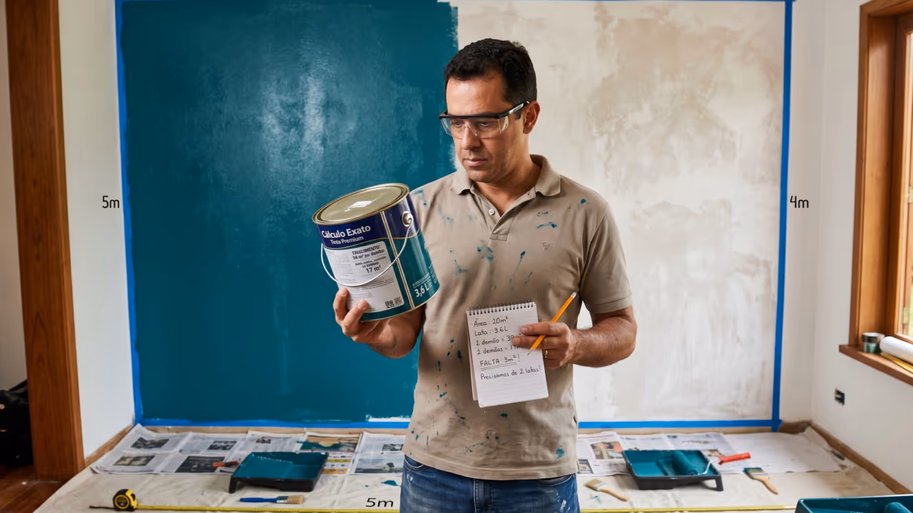 Como calcular a quantidade de tinta necessária para pintar uma parede de 20 m2 sem desperdício