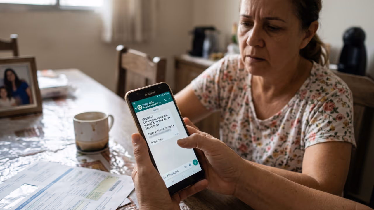 Golpe no WhatsApp usa nome, CPF e ameaça de bloqueio para arrancar Pix em nome do governo