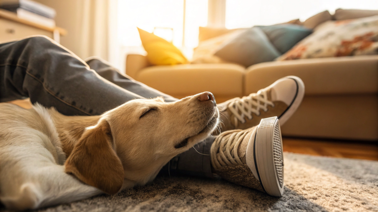 O que significa o cachorro dormir encostado nos seus pés?
