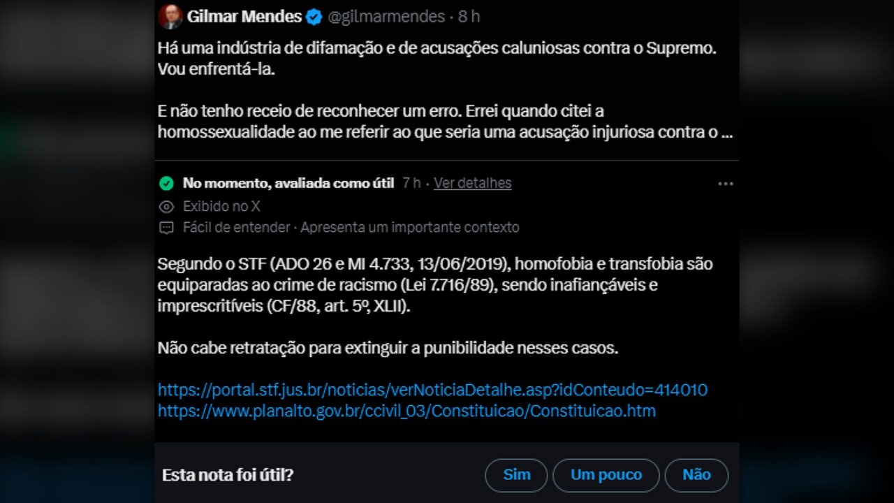 Uma nota da comunidade para o pedido de desculpas de Gilmar