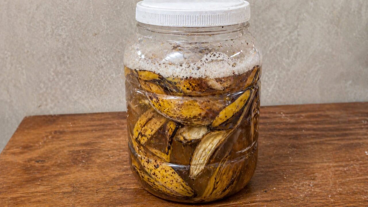 O poder da casca de banana fermentada para fazer suas frutíferas produzirem o ano todo