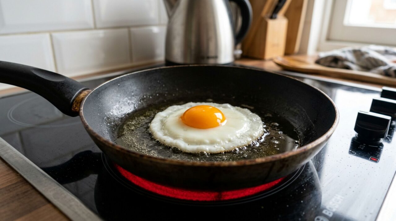 Não é fogo alto: o erro ao fritar ovo que faz ele grudar na panela