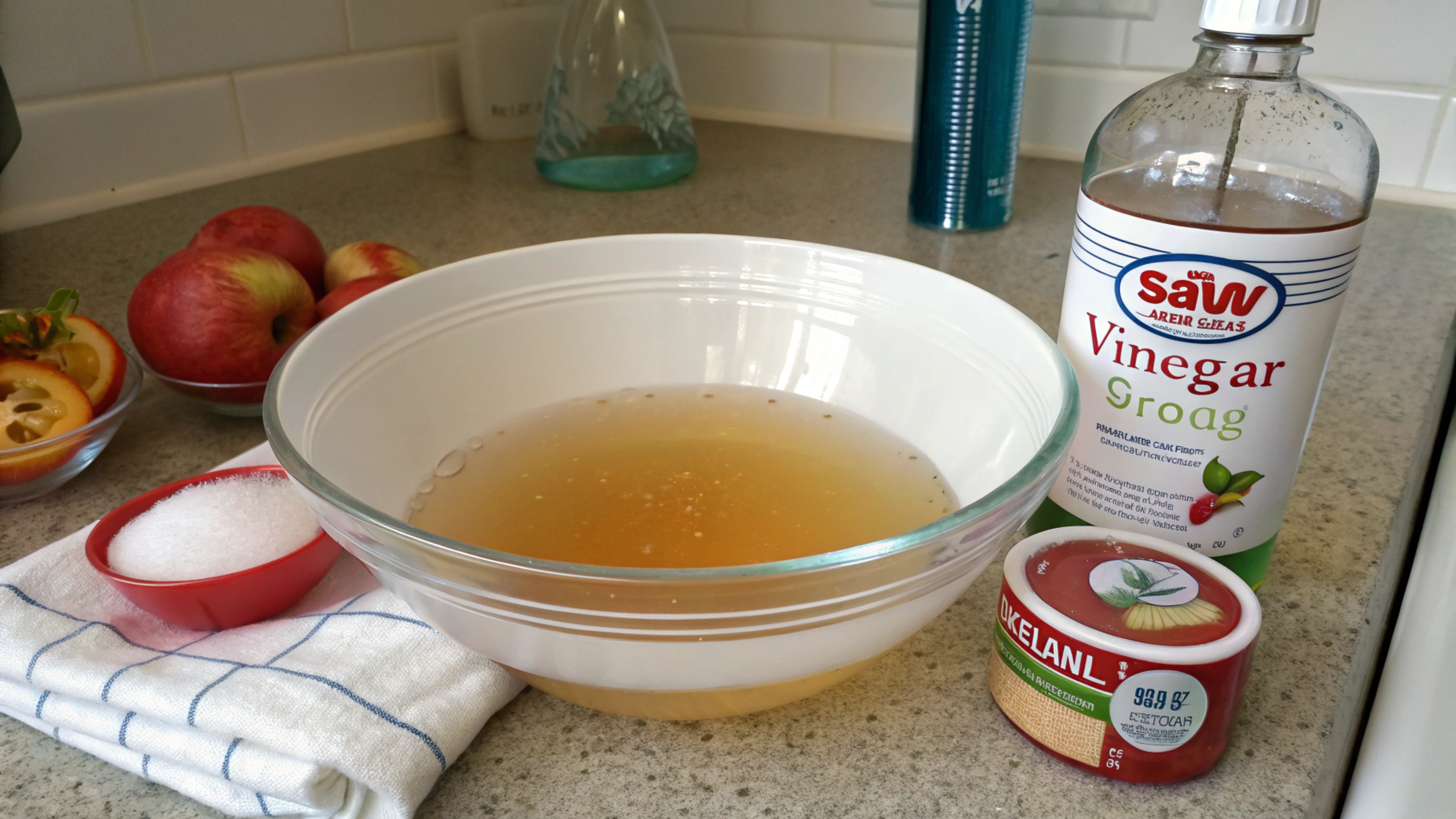 Misturinha de vinagre e detergente para eliminar moscas das frutas