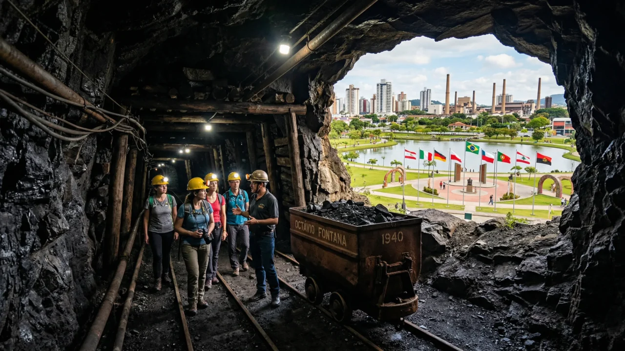 A cidade que lidera a industria cerâmica do Sul: única mina de carvão visitável do Brasil e colonizada por sete povos