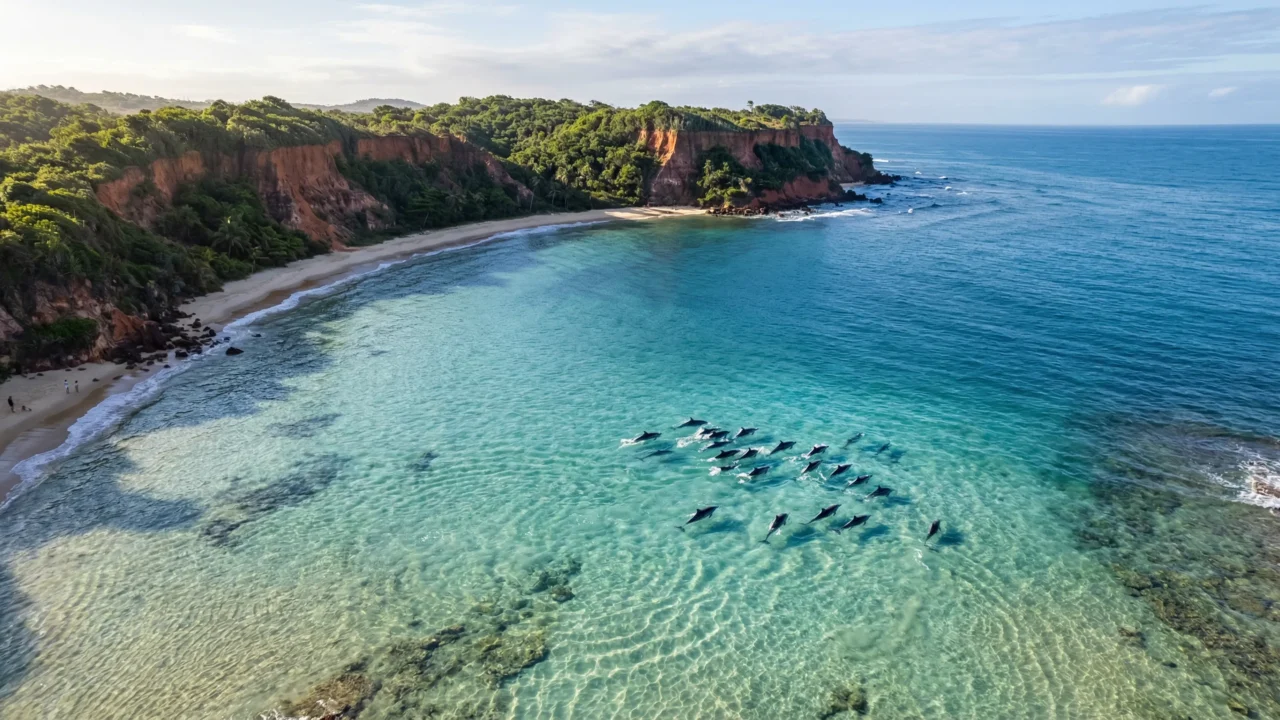 Sua chance de ver golfinhos de perto: o vilarejo com a praia paradisíaca onde os botos-cinza fazem visitas todos os dias