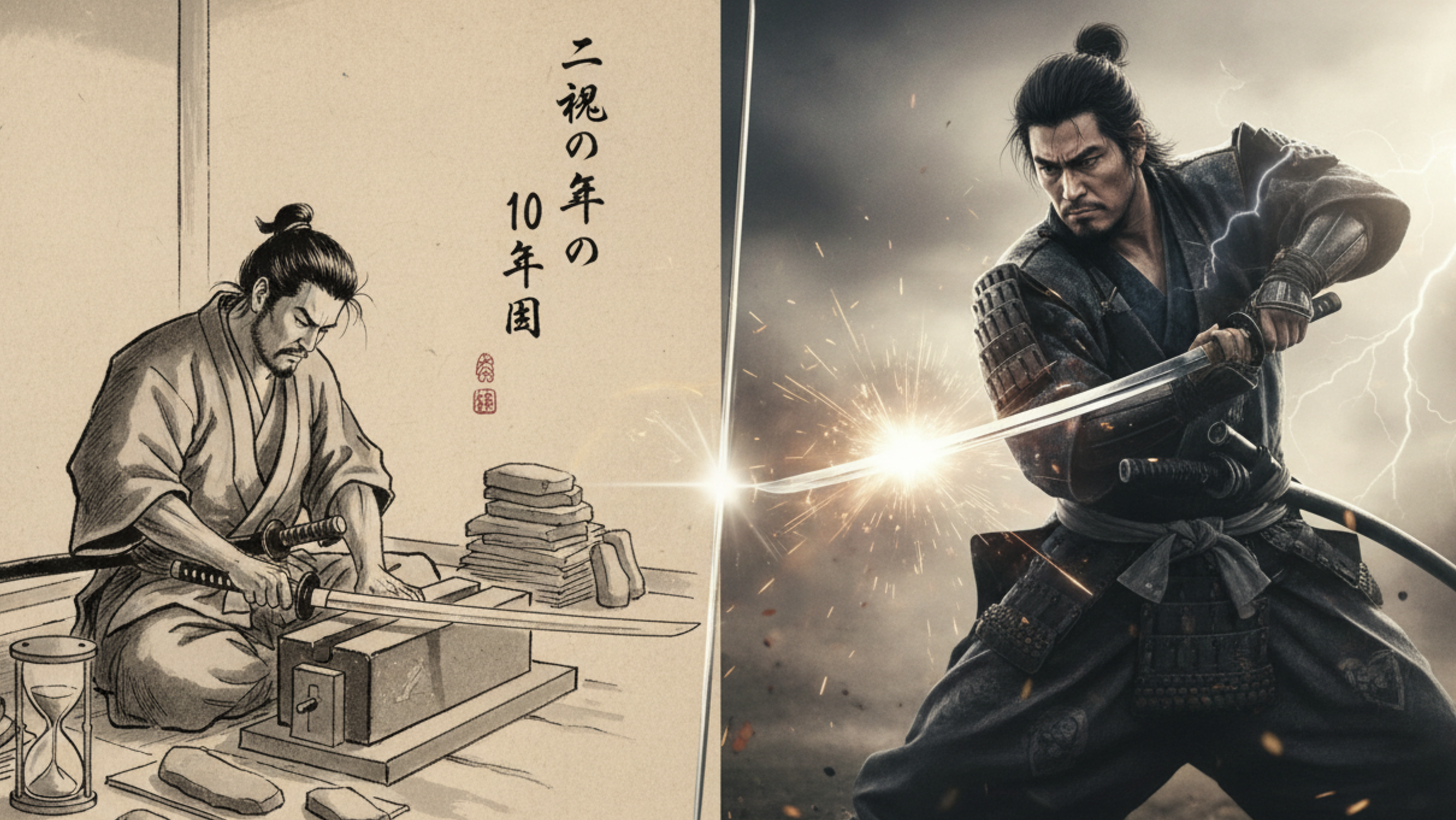 Samurais ensinam “Dez anos para afiar a espada, um momento para decidir o destino.”