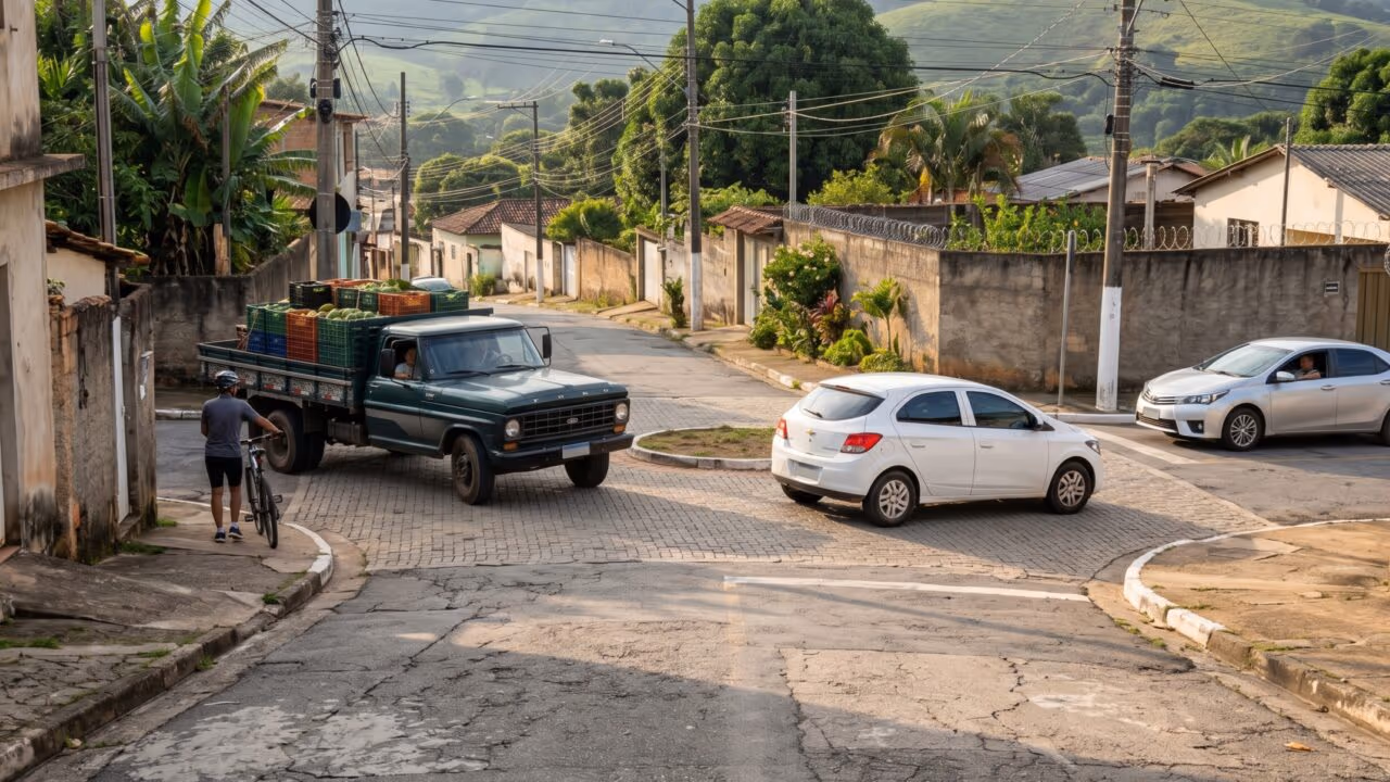 Rotatória, cruzamento sem placa e subida estreita: a regra real derruba certezas que muita gente repete