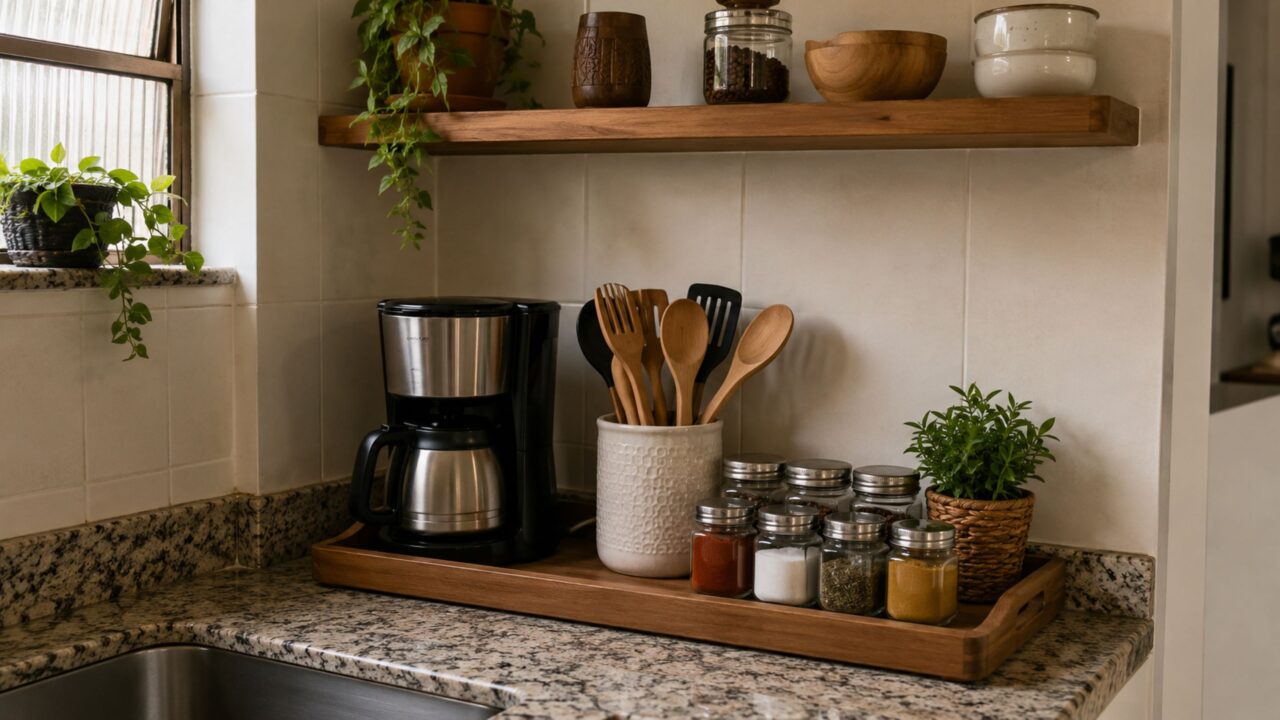 Criar zonas de uso e usar organizadores simples melhora a circulação na cozinha