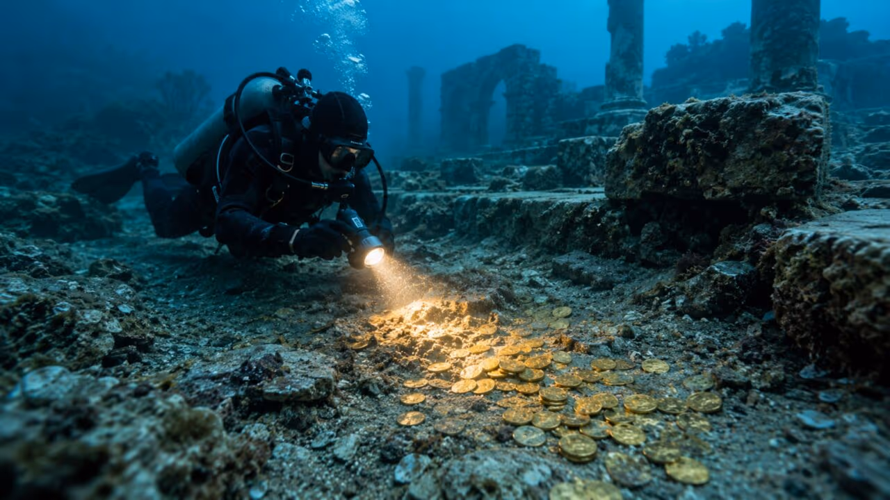O tesouro no fundo do mar que mergulhadores encontraram com quase 2.000 moedas de ouro