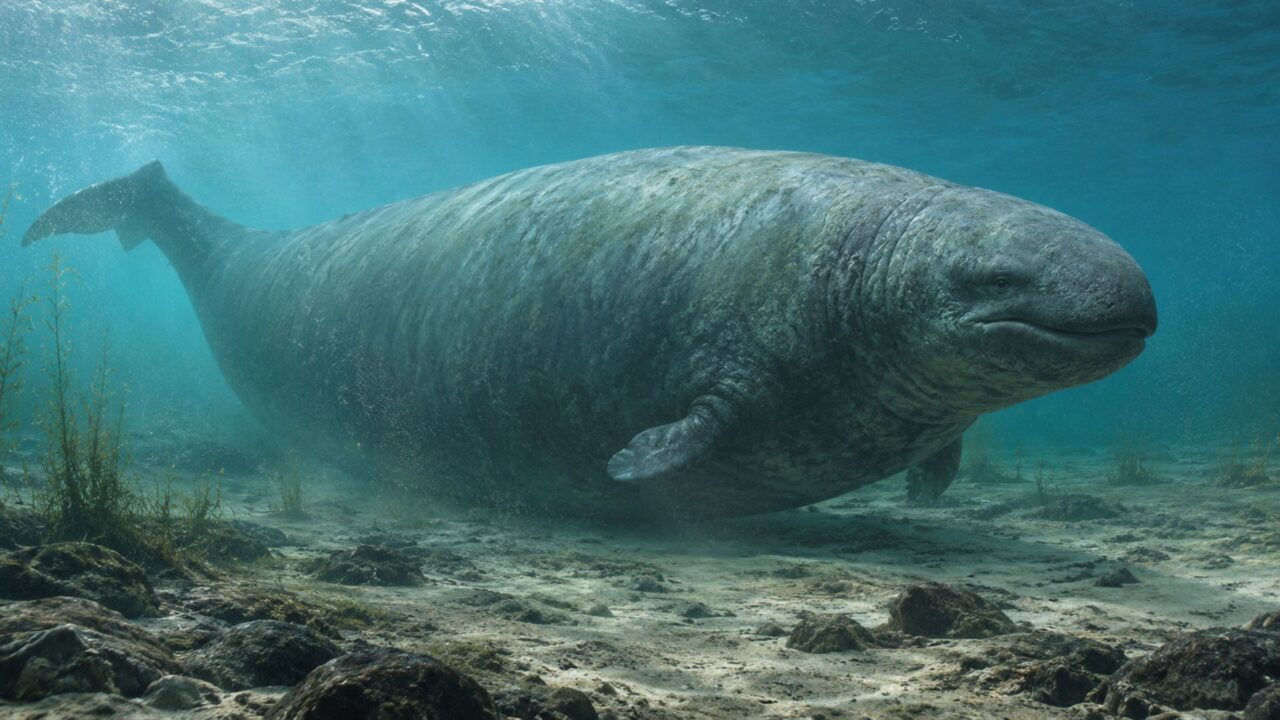 Como a baleia pré-histórica usava o próprio peso para se manter estável no mar